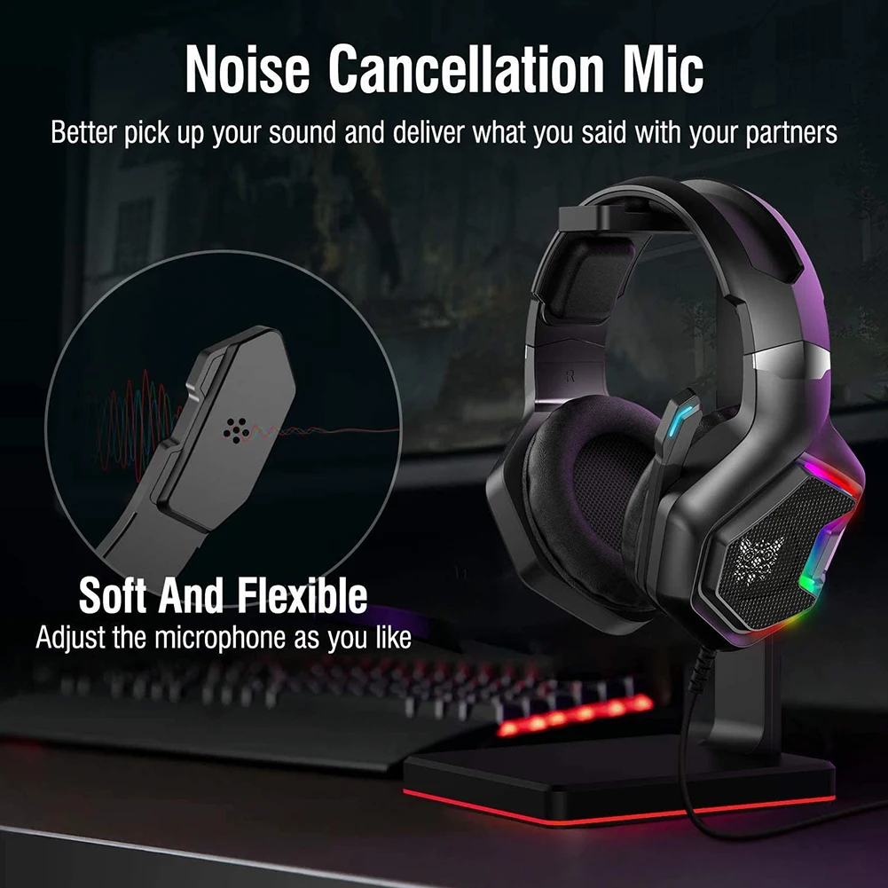 Head Mounted Headset Computer Phone Wired Headphones Gaming Headset Stereo Noise Cancelling Over Ear Headphones