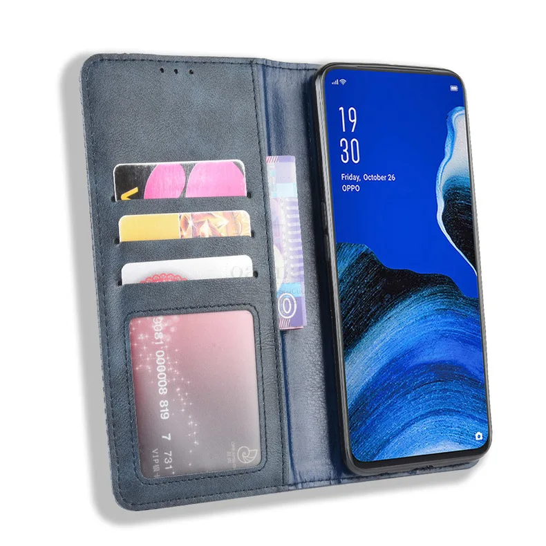 Для OPPO Reno 2Z 2F Чехол-книжка винтажный Тонкий Магнитный кожаный откидной чехол с подставкой для карт мягкий чехол роскошные сумки для мобильных телефонов