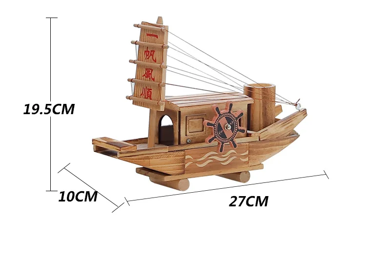 Chinese Antique Wood Sails Sailing Music Box Ornaments Creative Wooden Music Box Children Birthday Gift