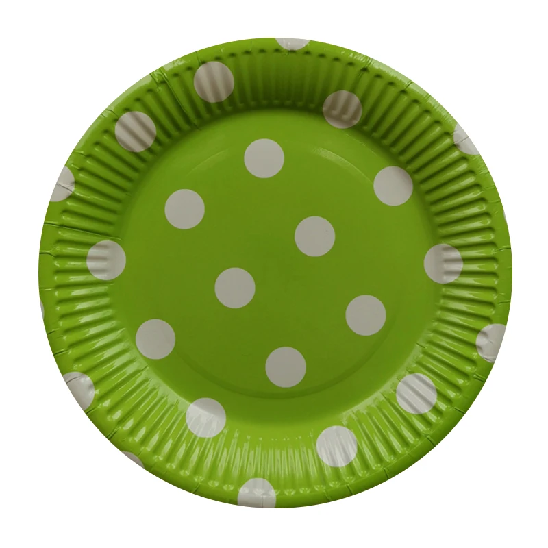 10 шт. 7 дюймов твердые белые точки День рождения Свадебные принадлежности украшения торт пластины одноразовые бумажные тарелки для предродовой вечеринки - Цвет: green