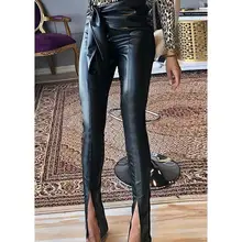 *#Best Price Solid Hight Waist Pu Pants Women Bow Belt Split Pencil Pu Leather Pants Sexy Club Slim Bodycon Trousers *#Best Price Solid Hight Waist Pu Pants Women Bow Belt Split Pencil Pu Leather Pants Sexy Club Slim Bodycon Trousers