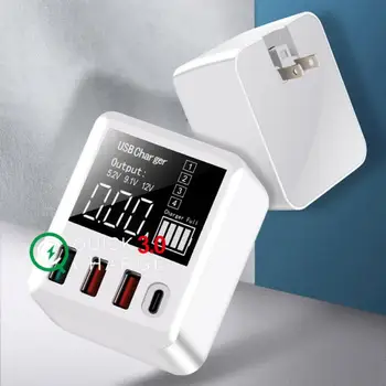 

Portable 3 Port USB Phone Charger LED Display EU US UK Plug Max 6A Smart Fast Charger Mobile Wall Led Display Charger
