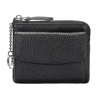 

Genuine Leather Small Clutch Purse Zipper Card Holder Wallet Coin Storage Bag with Key Ring Purse for Travel Female Clutch Bag