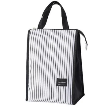

Simple Striped Daily Picnic Picnic Bag Portable Insulation Lunch Bag Hand Bag