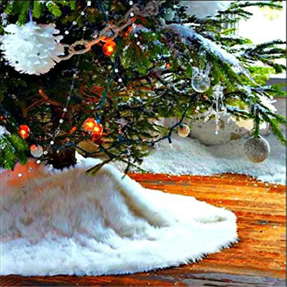 

New Year 2020 78CM Diameter Pure White Plush Christmas Tree Skirt Christmas Tree Decoration Christmas Ornaments
