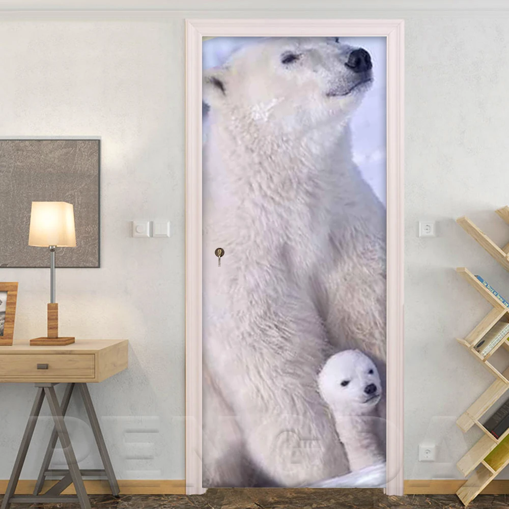

Decor Sticker Self Adhesive Bedroom Door Print Picture Polar Bear Animal DIY Renovation Mural Home Design Waterproof Wallpaper
