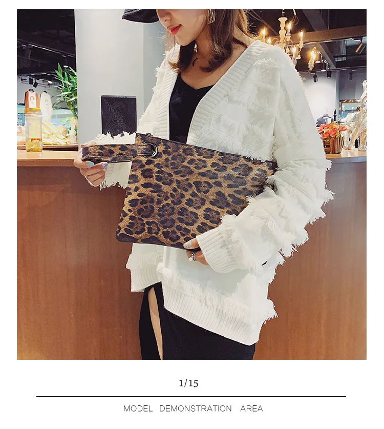 Casual Bags for Women Animal Print Leopard Clutch Female Fashion Design Leather Wallet Messenger Bag Ladies Elegant Handbag