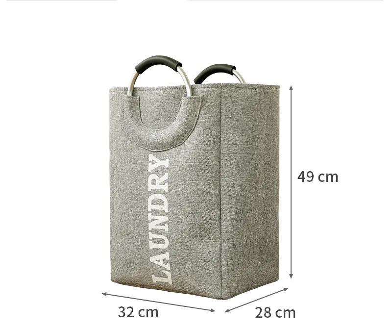 Nordic Wind Hamper Aluminum Alloy Handle Fabric Storage Bucket Toy Storage Basket Folding Home Storage Hamper