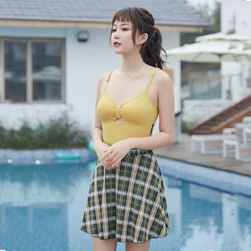 

2019 New Style Bathing Suit Women's Conservative Dress-Belly Covering Korean Series Students Push up-Slimming GIRL'S Tour Bathin