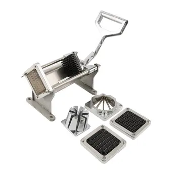 

Silver Color Stainless Steel Rust-proof Pusher Block Potato French Fry Fruit Vegetable Cutter Slicer Commercial