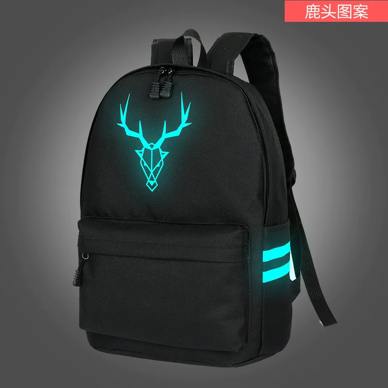 

2019 New Canvas Night Light Double Shoulder Bag Female Korean Version Men's Leisure Backpack Student Schoolbag School Wind Bag