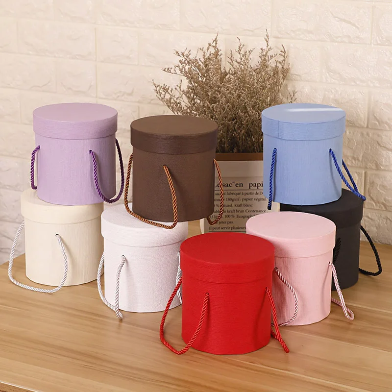 

2pcs/set Mini new hug bucket flower box round gift box rose flower box flower package gift decoration wedding decoration