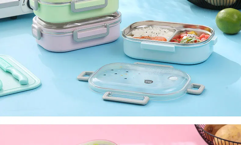 Ланч-бокс из нержавеющей стали с отсеком Ланч-бокс Bento коробки для детей, контейнер для еды, портативная японская посуда