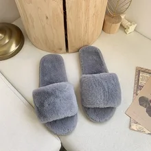 

Cotton slippers plush slippers women's indoor home autumn and winter short plush flat bottom opening slippers one size slippers