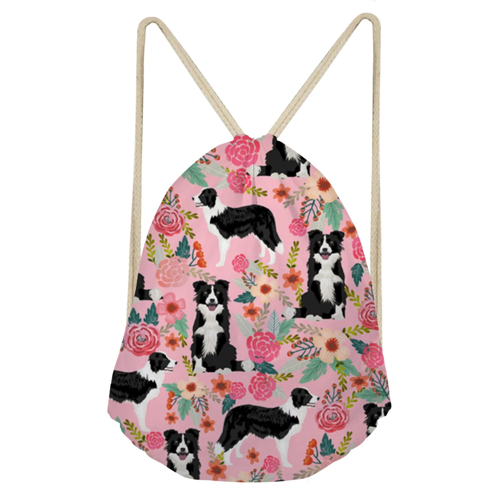 ZJZ059Z3 WHEREISART Kawaii Border Collie сумки с принтом со шнурком сумка для пляжа для женщин и мужчин для путешествий посылка для хранения функциональный рюкзак - Цвет: ZJZ059Z3