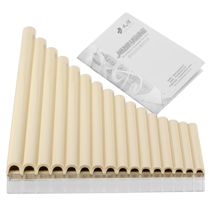 HOT-16 Tube Eco-Friendly Resin C Tone Pan Flute Easy Learning for Woodwind Musical Instruments Lovers Beginner Ivory Yellow