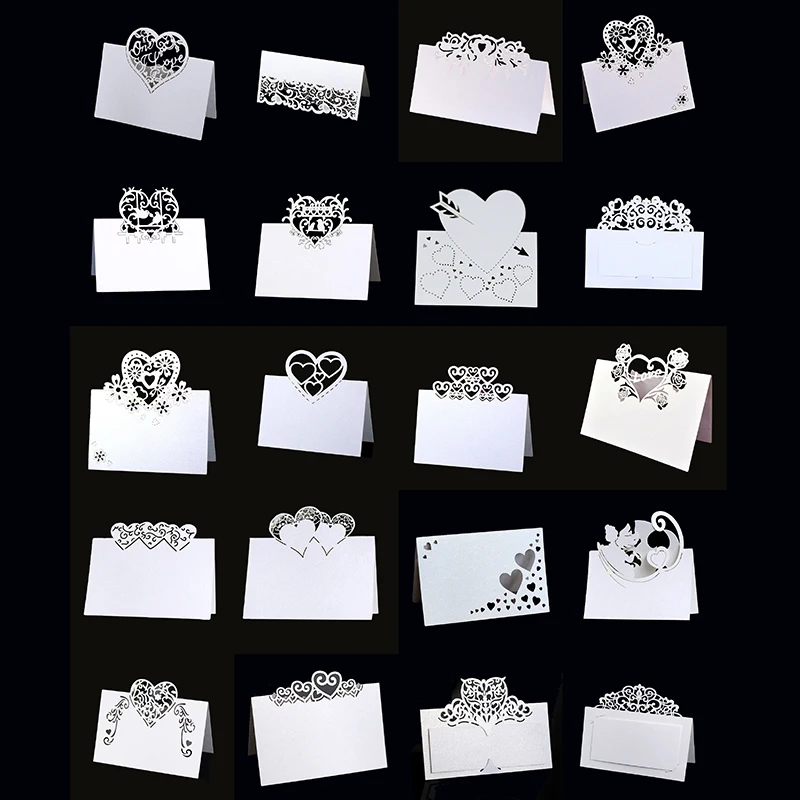 Love Heart Table Name Place Cards for Wedding Birthday Party 50/100Pcs