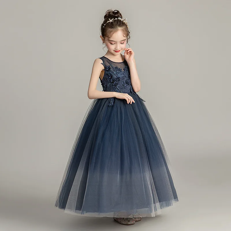 Skyyue Flower Girl Dress for Wedding Kids Party Elegant Backless Evening Dress Long Lace Flower Communion Dresses CK2993