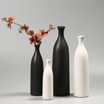 

white black ceramic vase home decoration modern minimalist flower arrangement vase decoration living room decoration vase