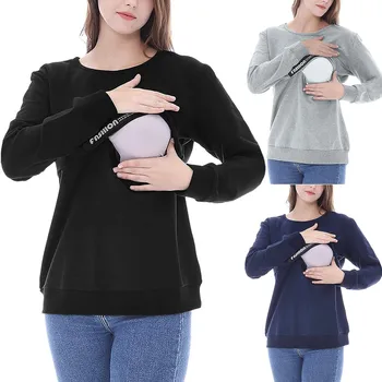 

Pregnant Women Clothes For Maternity women's Clothing Pregnancy Long Sleeve Zipper Nursing Sweatshirts Tops For Breastfeeding