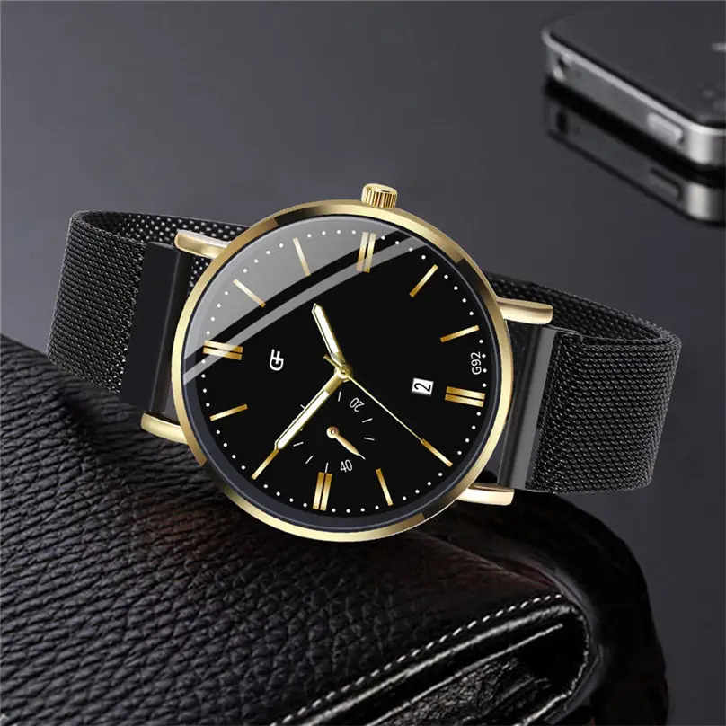 Men's Fashion Casual Business Watch Simple Magnet Buckle Mesh With Analog Men Quartz Watches 3D12 (13)