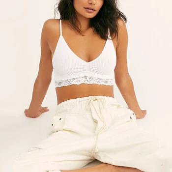 

New Women Homewear Thin Bra 2020 Seamless Wire Free Ladies Lace Bralette Backless Cotton Sleep Women's Underwear Lace Lingerie