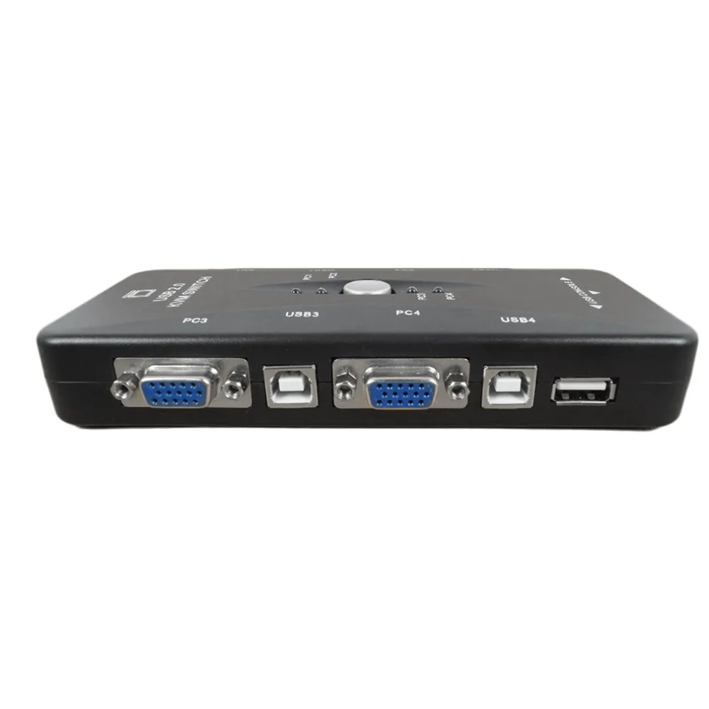 4-портовый концентратор USB 2,0 KVM VGA/переключатель SVGA Box адаптер подключается к принтеру Интеллектуальная клавиатура мышь 4 компьютера использование