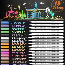 Metallic Marker Pens 15 Color Soft Brush Tip Art Markers Sheen Glitter Painting Pen Card Making DIY Photo Album Scrap booking