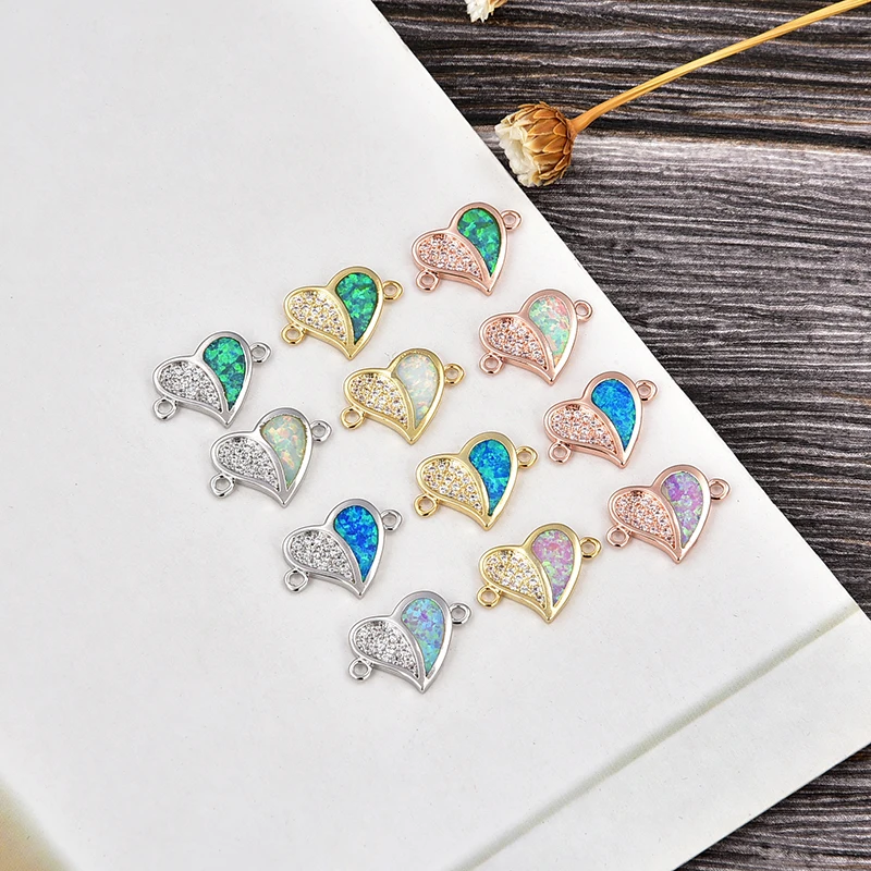 

KAMAF 1pcs or 4pcs mixed batch 16mm*11mm Opel heart shape multiple colors can be used for glamour ladies' high jewelry