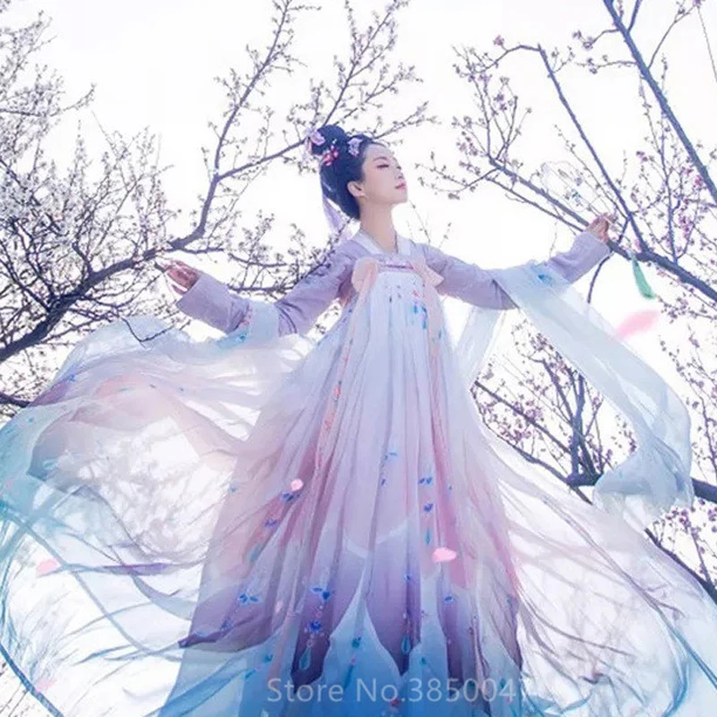 Color2 Hanfu фея косплей Традиционный китайский национальный костюм для женщин Винтаж Тан Костюм Древний китайский стиль Emboridery Новогодняя одежда - Цвет: Color2