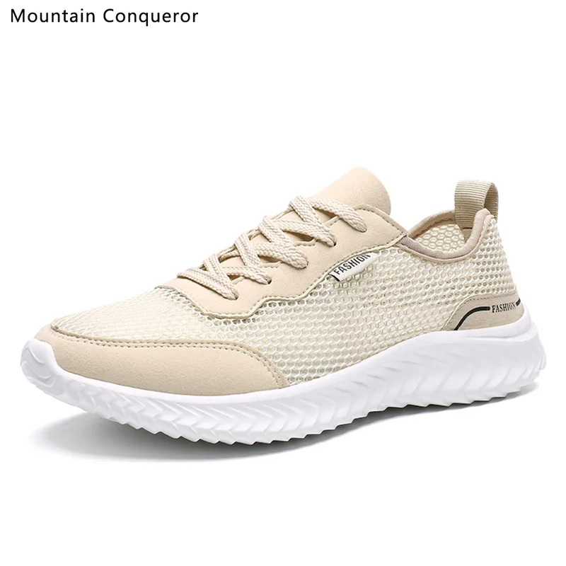 Mountain Conqueror Men Shoes Summer Sneakers Breathable Casual Shoes Couple Fashion Lace-up Mens Mesh Flats Plus Size 36-47