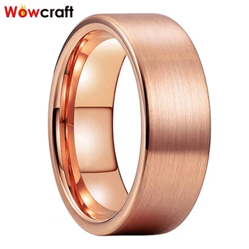 

Rose Gold Wedding Ring for Men Women Brushed Finish Tungsten Rings Flat Band Comfort Fit