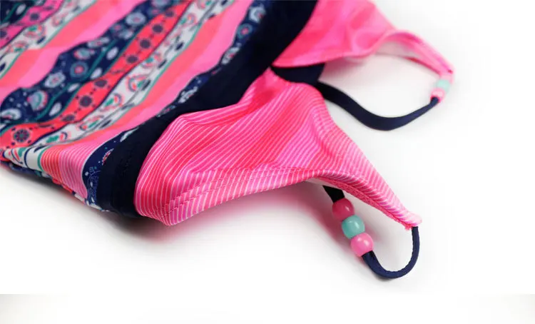 Newest Baby Girl One-piece Bikini Retro Geometric Swimsuit Summer Striped Beachwear Bathing Suit Bustier Beachwear