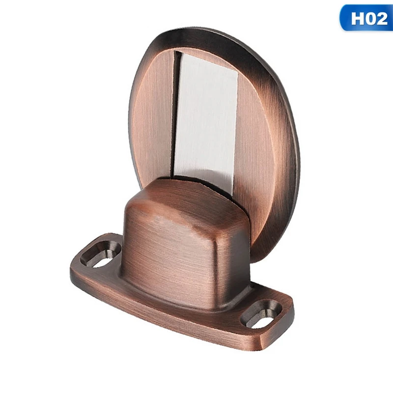 H02 1pcs Magnetic Door Holder Stopper Invisible Doorstop Wall Floor Mount Safety Catch Zinc Alloy Gate Resistor Doorstop Door Holder - Color: H02
