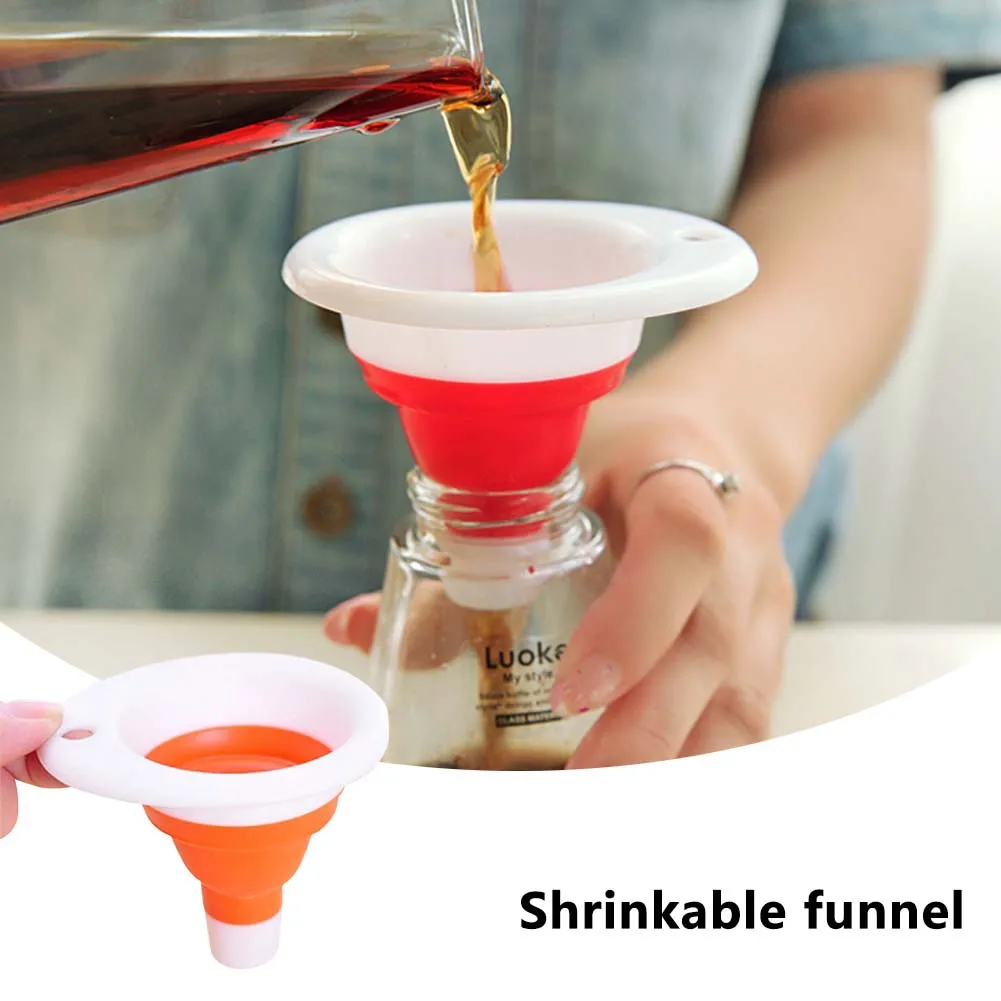 

1pcs Plastic Telescopic Funnel Silicone Collapsible Funnel Portable Funnels Be Hung Household Liquid Dispensing Kitchen Tools