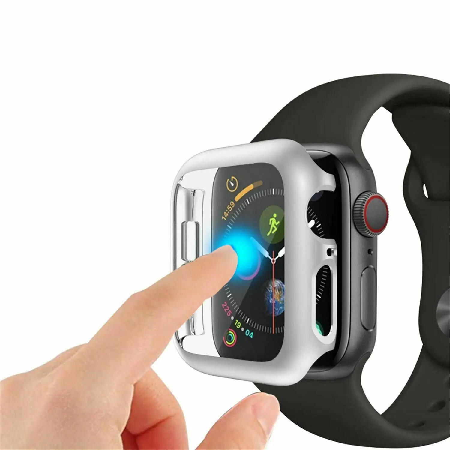Чехол для часов, защитный чехол из поликарбоната для Apple Watch Series 4 5, прозрачная пластиковая пленка для экрана для iWatch 44 мм 40 мм, полный защитный чехол
