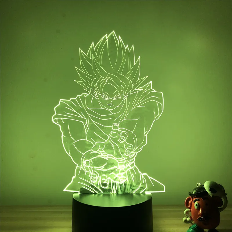 3D светодиодный ночной Светильник Dragon Ball Z Goku Super Saiyan, экшн-фигурка, 7 цветов, сенсорная Оптическая иллюзия, настольная лампа, режим украшения дома