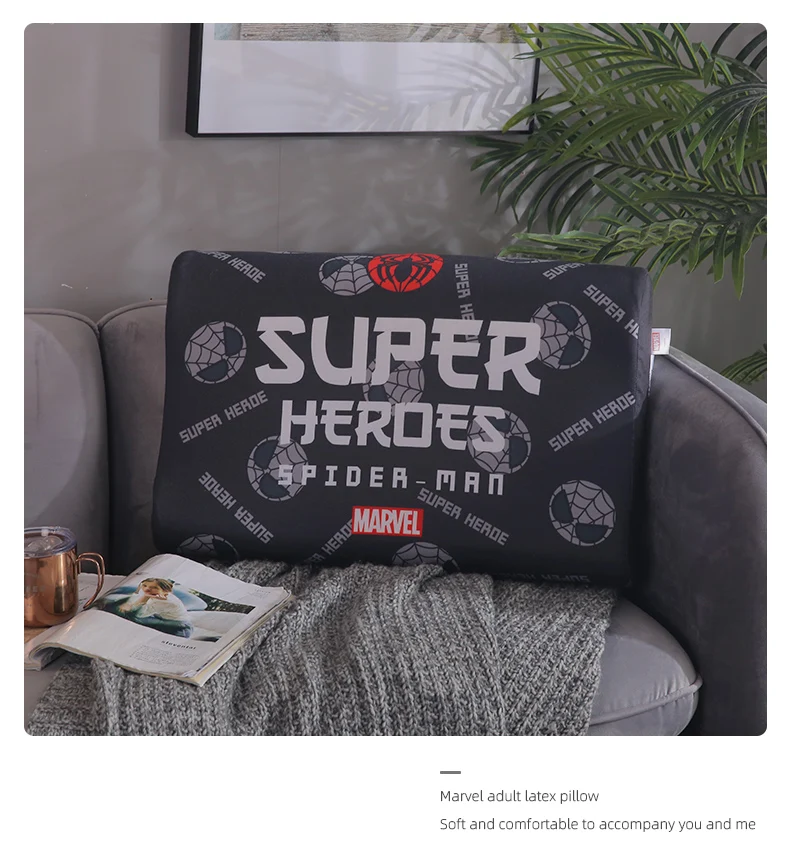 Дисней Marvel, для взрослых, чистый натуральный латекс, коррекционная подушка для шеи, для сна, защита позвонков, забота о здоровье, постельные принадлежности, Шейная подушка