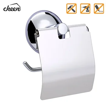 

Cheen Wall-Mounted Toilet Paper Holder Vacuum Suction Cup Bathroom Tissue Roll Hanger Toilet Paper Storage Holder