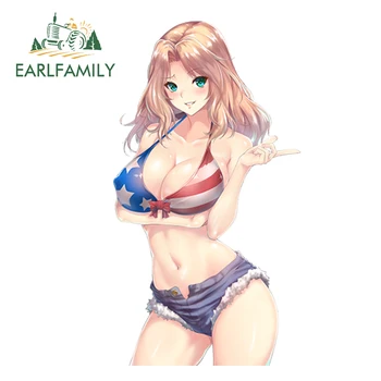 

EARLFAMILY 13cm x 9cm Girl and Panzer Kei Sexy Girl Anime JDM Vinyl Sticker for Window Bike Custom printing Graphics Car Sticker