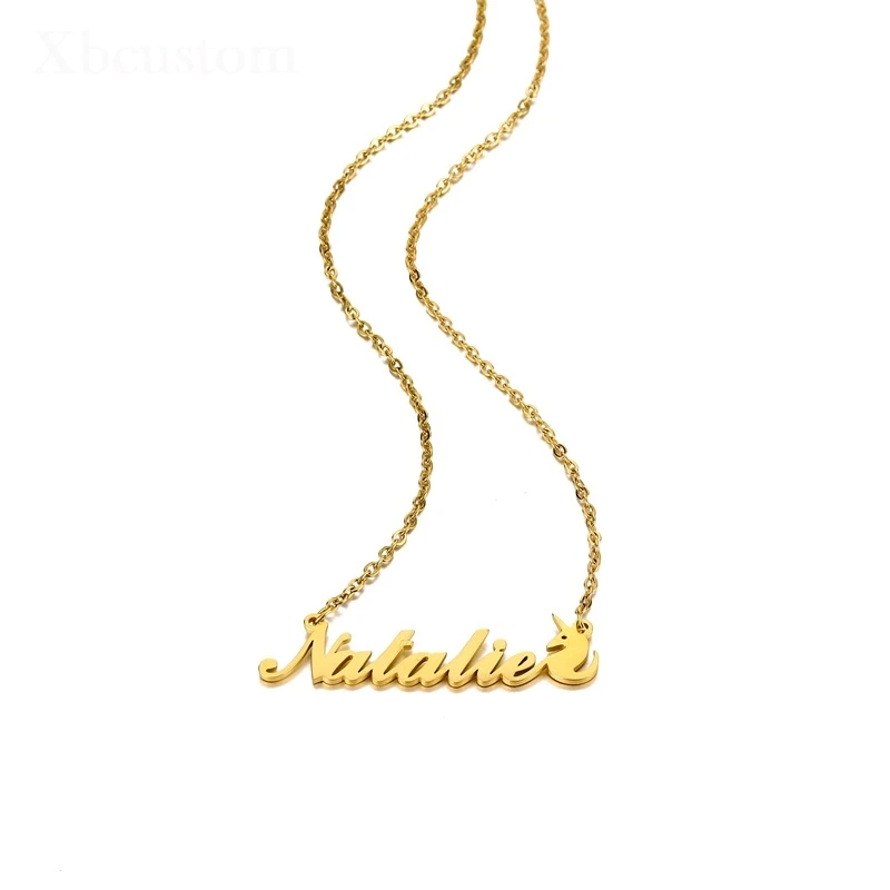 Персонализированное ожерелье с именем на заказ для женщин и мужчин золотистый
