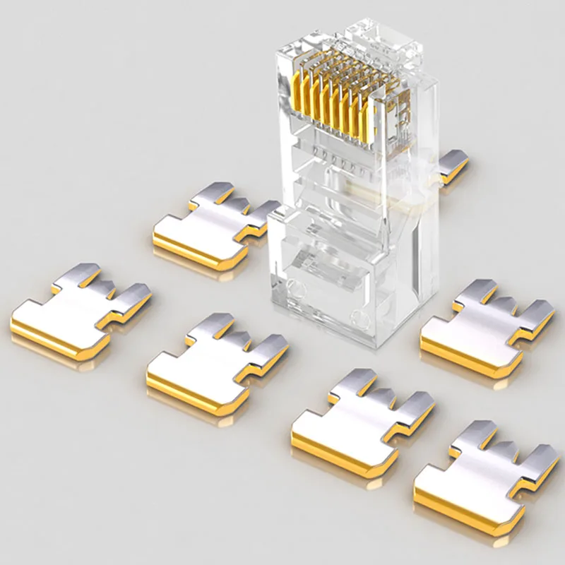 Разъем RJ45 для кабеля Ethernet разъем Cat5e позолоченный Чистый медный сетевой 8p8c