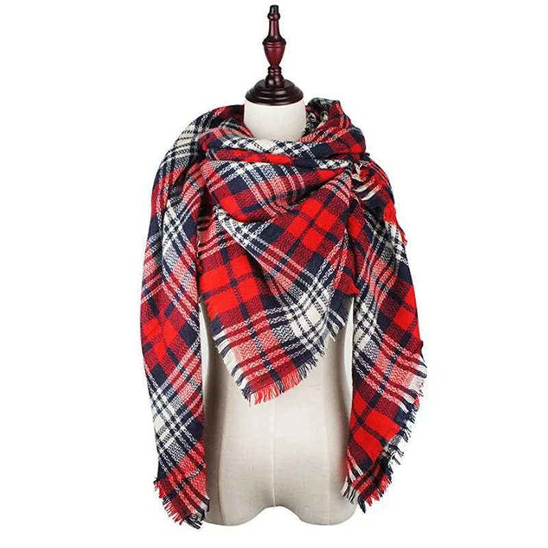 Классический сетчатый шарф женские кисточки имитация кашемира утолщение согревает полосатая шаль платок - Цвет: Colorful on white