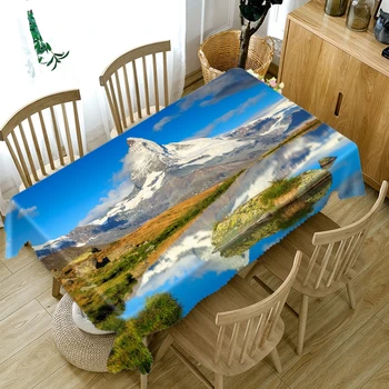 

Thicken Cotton Tablecloth 3D Natural Scenery Landscape Pattern Rectangular/Round Table Cloth for Wedding Picnic Party
