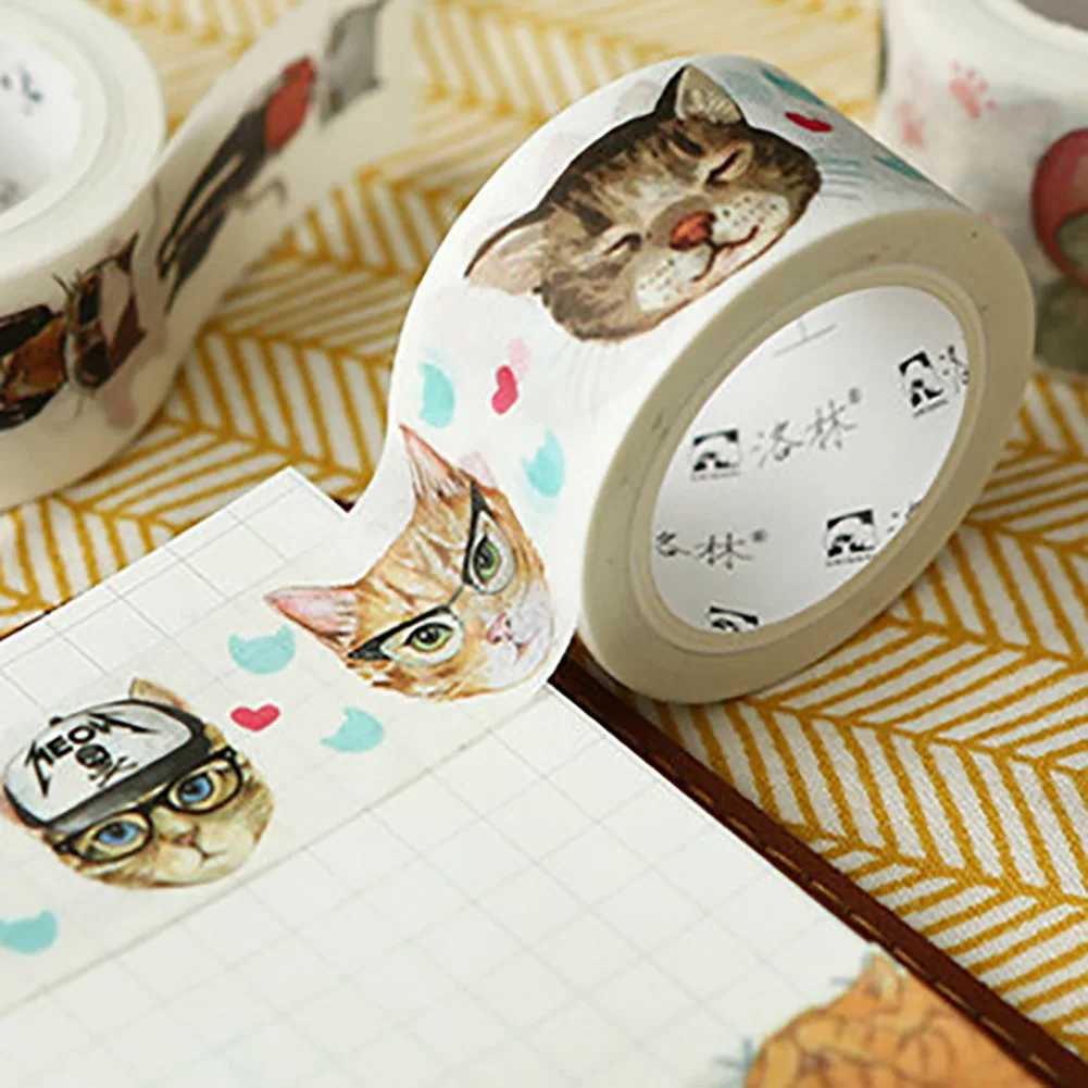 Мультяшные милые кошки DIY декоративный материал бумажная лента набор клейкая лента декоративная клейкая винтажная Подарочная васи лента kawaii steriarys
