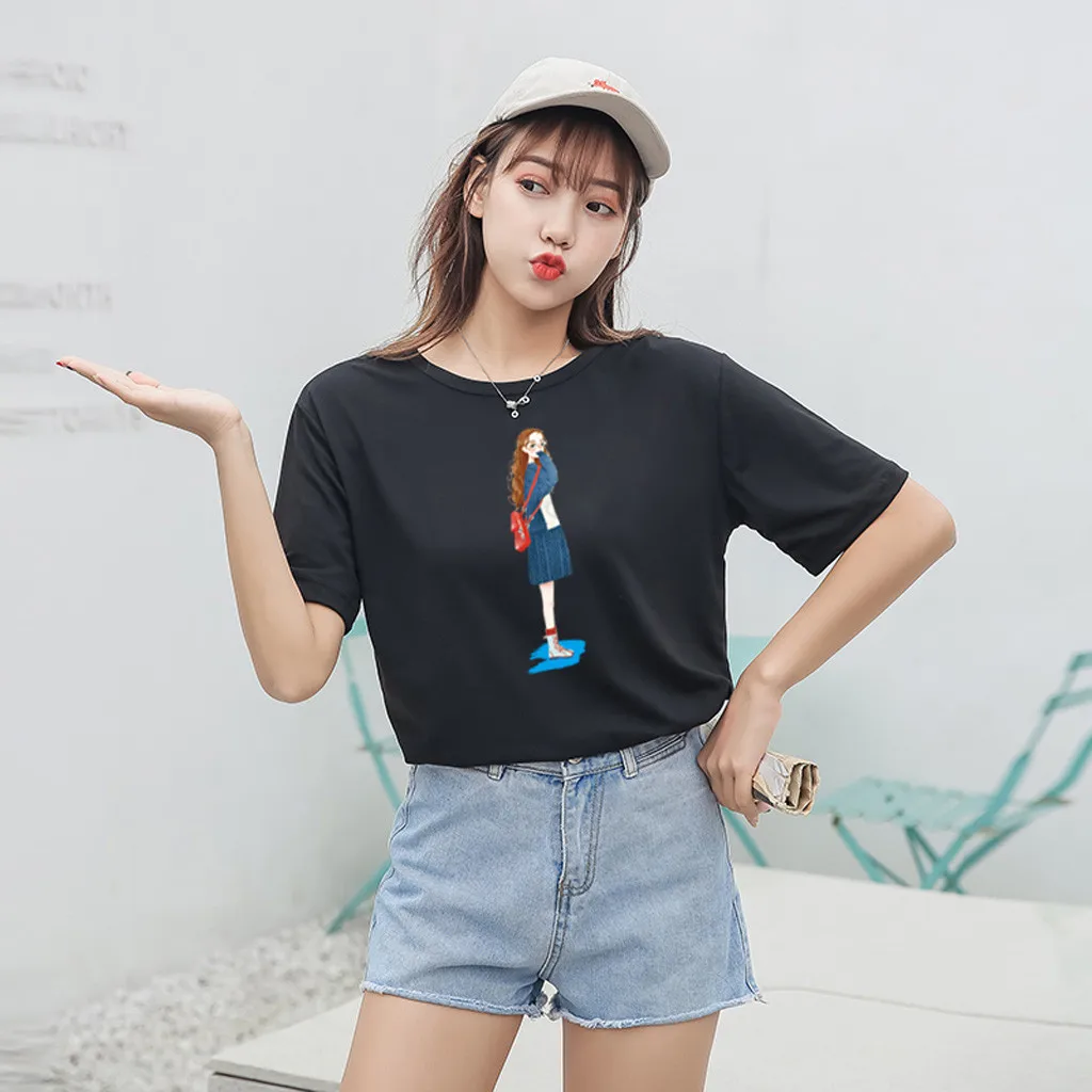 Футболка Meow Женская забавная футболка с мультяшным принтом Harajuku 90s графическая