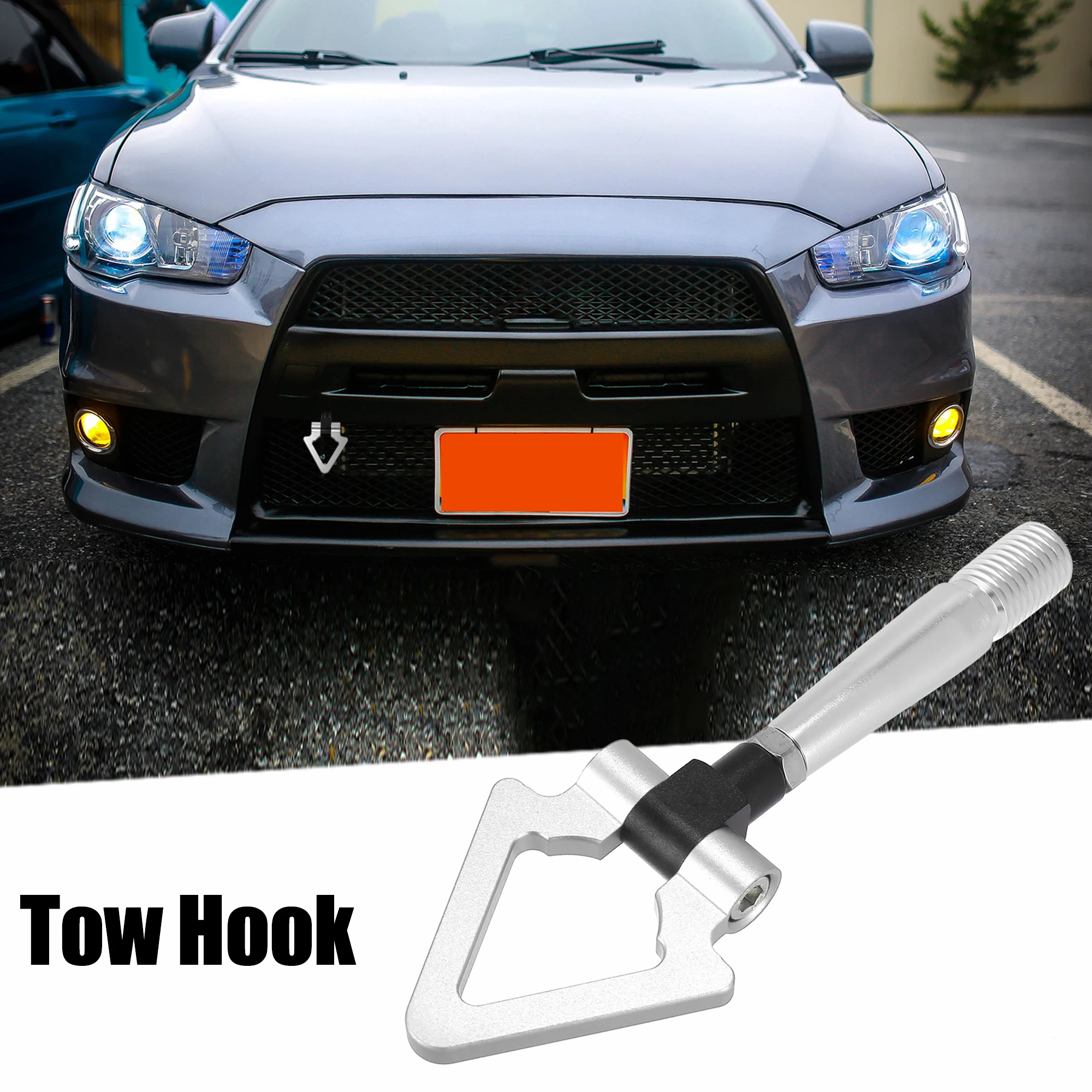 Car Racing Towing Bars Screw On Tow Hook Triangle Aluminum Alloy for Mitsubishi Lancer Evolution Evo X 10 2008 -