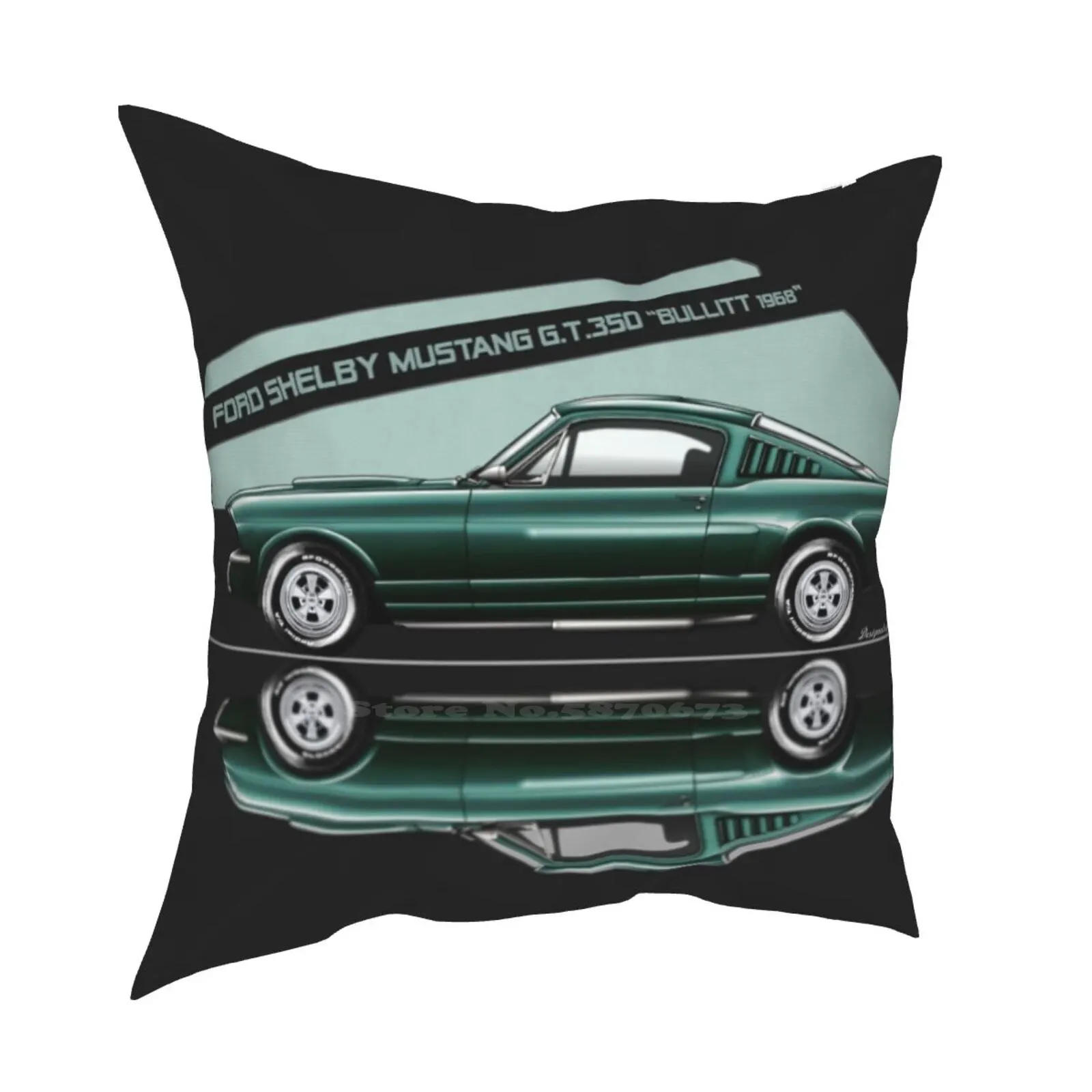 Ford Mustang Gt350 Steve Mc Queen Bullitt - Ivy Green Funny Cute Decor Square Federa Aziel Car Cars Bullitt Car Drawing