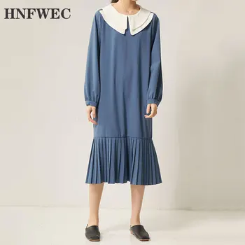 

Pleated Ruffle Dress Fashion New Pleated Small Fresh Patchwork 2020 Spring Summer Hit Color Minority Loose Dress V877