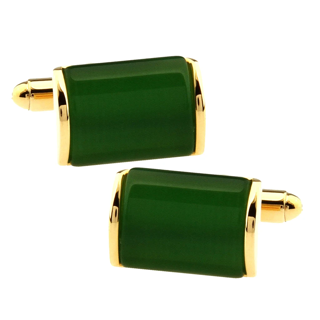 Fashion Green Gem Dress Shirt Cuff Links Men`s Classic Wedding Party Cufflinks